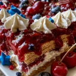 No-Bake 4th of July Cherry Cheesecake Icebox Cake – Creamy, Festive & Perfect for Summer!