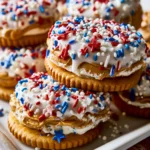 No-Bake 4th of July Ritz Cracker Peanut Butter Sandwiches – Sweet, Salty & Festively Fun!