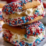 Patriotic Red, White and Blue Ice Cream Sandwiches – Cool, Festive & Perfect for Summer Celebrations!