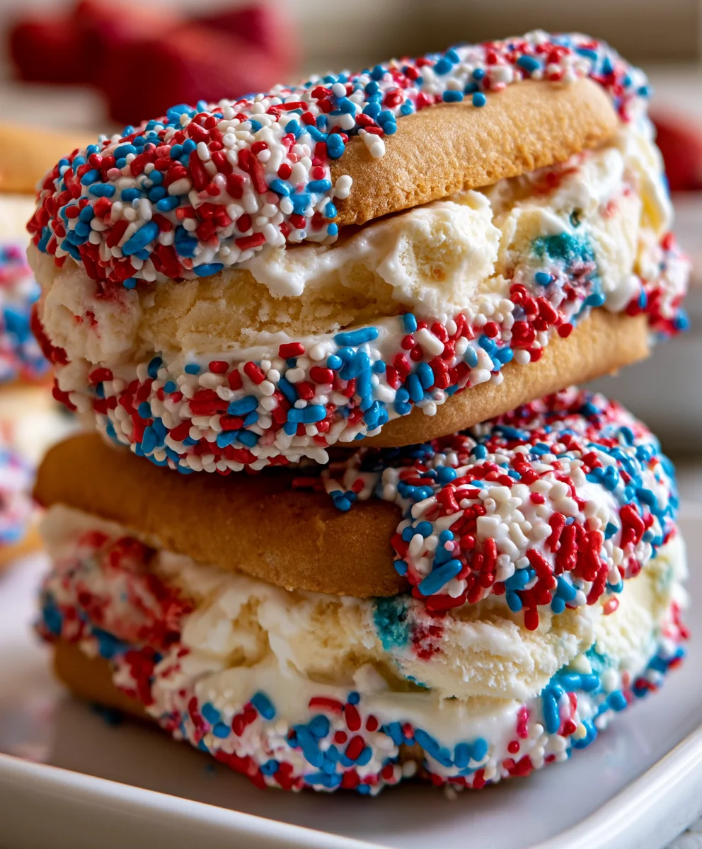 Patriotic Red, White and Blue Ice Cream Sandwiches – Cool, Festive & Perfect for Summer Celebrations!