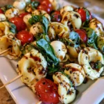Caprese Skewers with Tortellini – Fresh, Cheesy & Bursting with Italian Flavor!