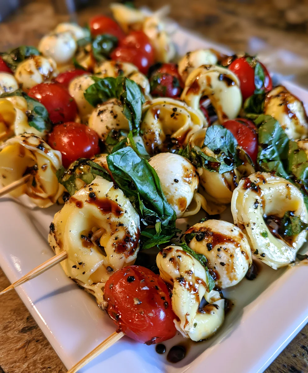 Caprese Skewers with Tortellini – Fresh, Cheesy & Bursting with Italian Flavor!