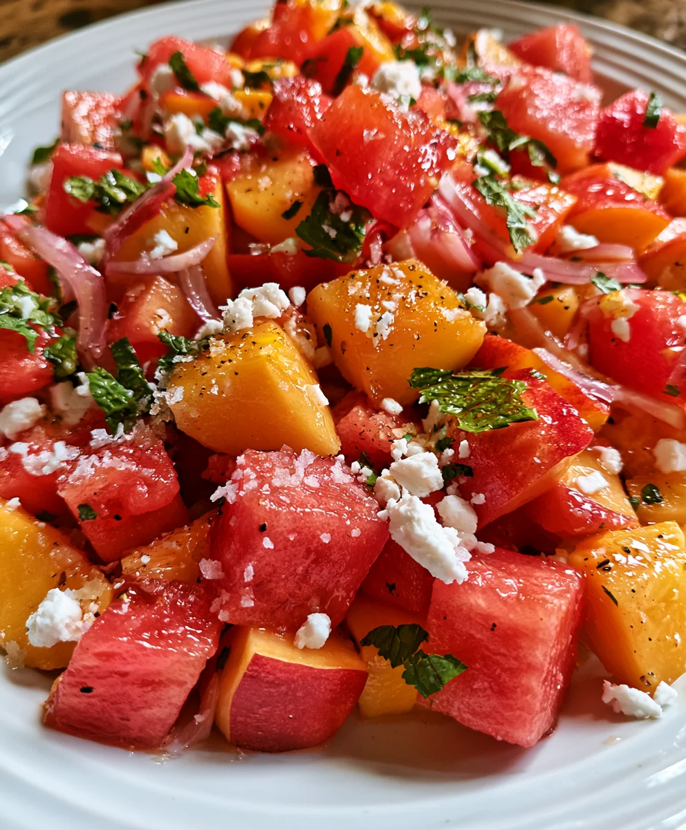Refreshing Watermelon Peach Salad – Juicy, Sweet & Perfect for Summer!