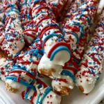 No-Bake Pretzel Rods for a Festive 4th of July – Sweet, Crunchy & Perfectly Patriotic!