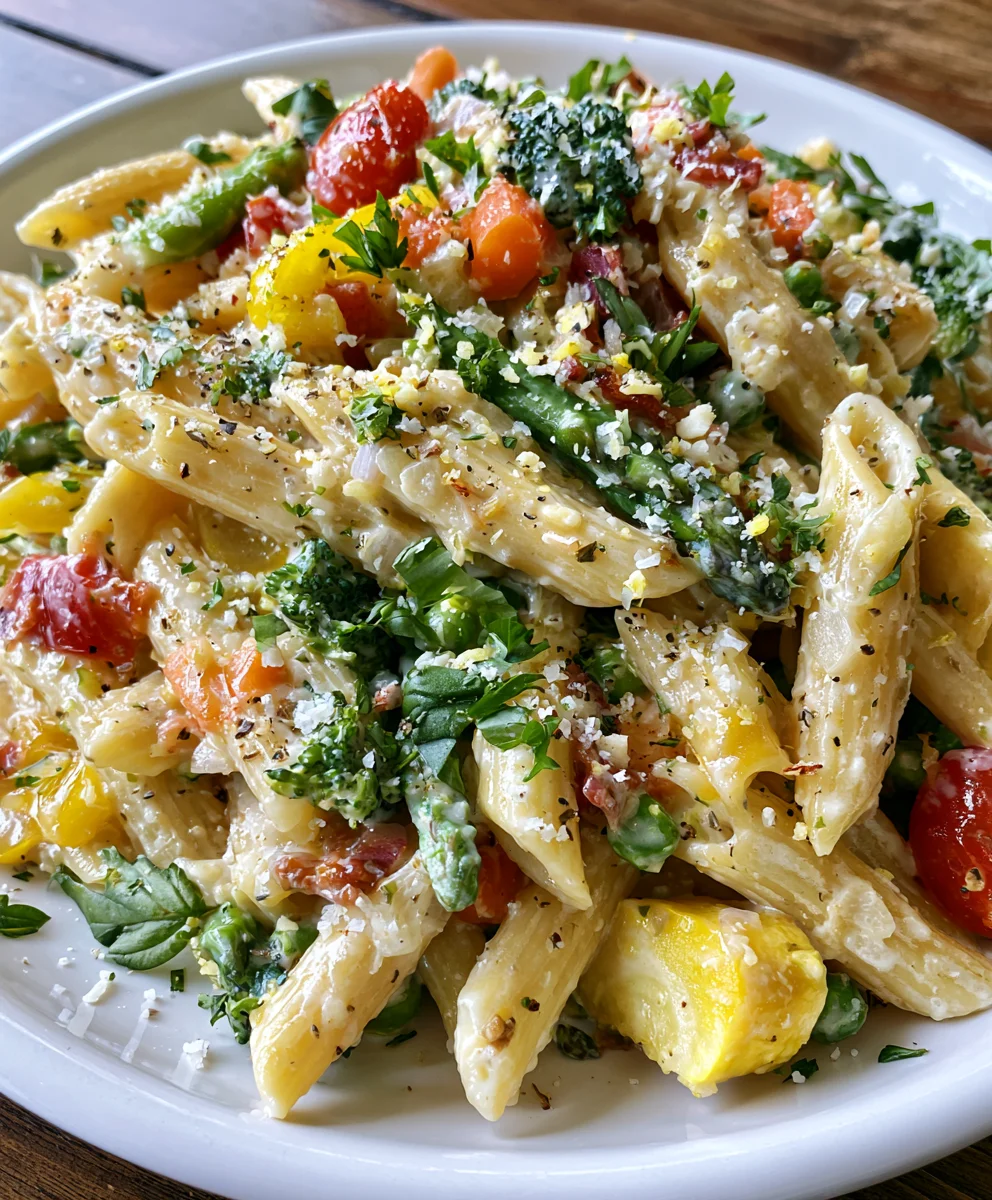 Creamy Pasta Primavera – Fresh, Creamy & Bursting with Garden-Fresh Flavor!