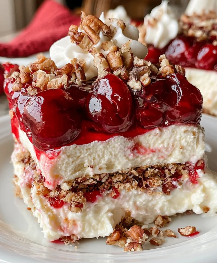 Cherry Pecan Cheesecake Lush – Creamy, Decadent & Layered with Irresistible Flavor!