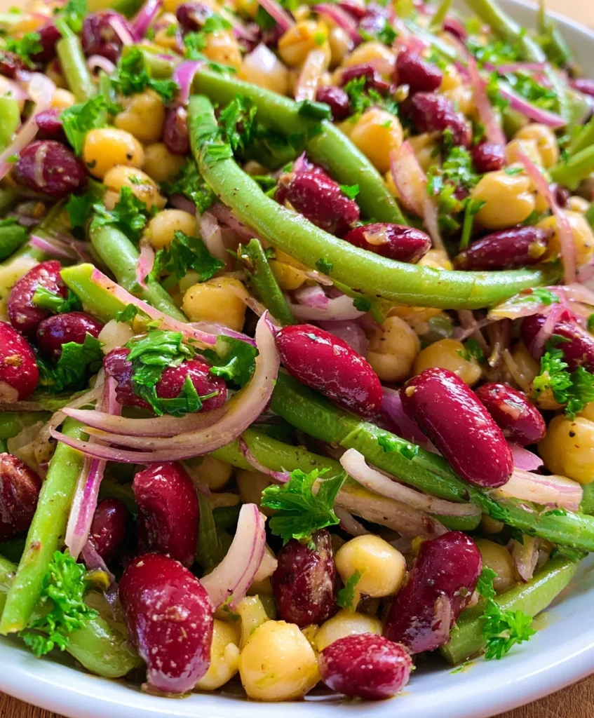 Three Bean Salad – Fresh, Tangy & Packed with Classic Flavor!
