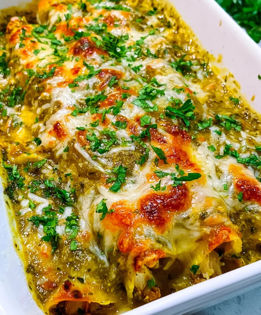 Salsa Verde Chicken Enchiladas – Cheesy, Zesty & Packed with Bold Mexican Flavor!