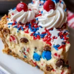 4th of July Cookie Cheesecake Pie – Creamy, Festive & Loaded with Sweet Patriotic Flavor!