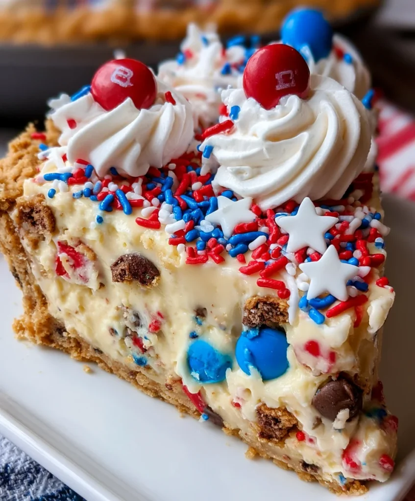 4th of July Cookie Cheesecake Pie – Creamy, Festive & Loaded with Sweet Patriotic Flavor!