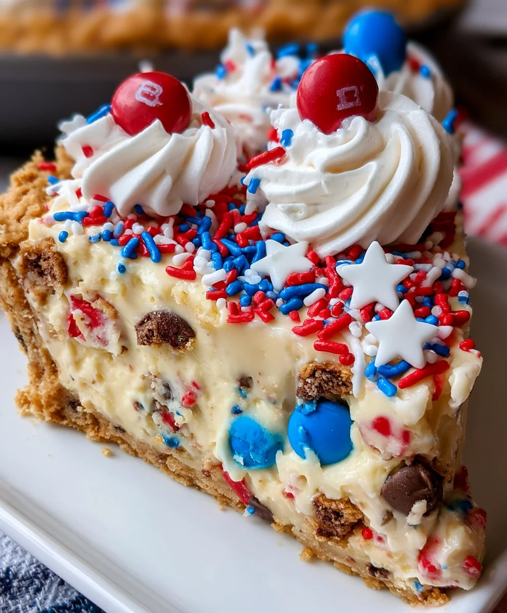 4th of July Cookie Cheesecake Pie – Creamy, Festive & Loaded with Sweet Patriotic Flavor!