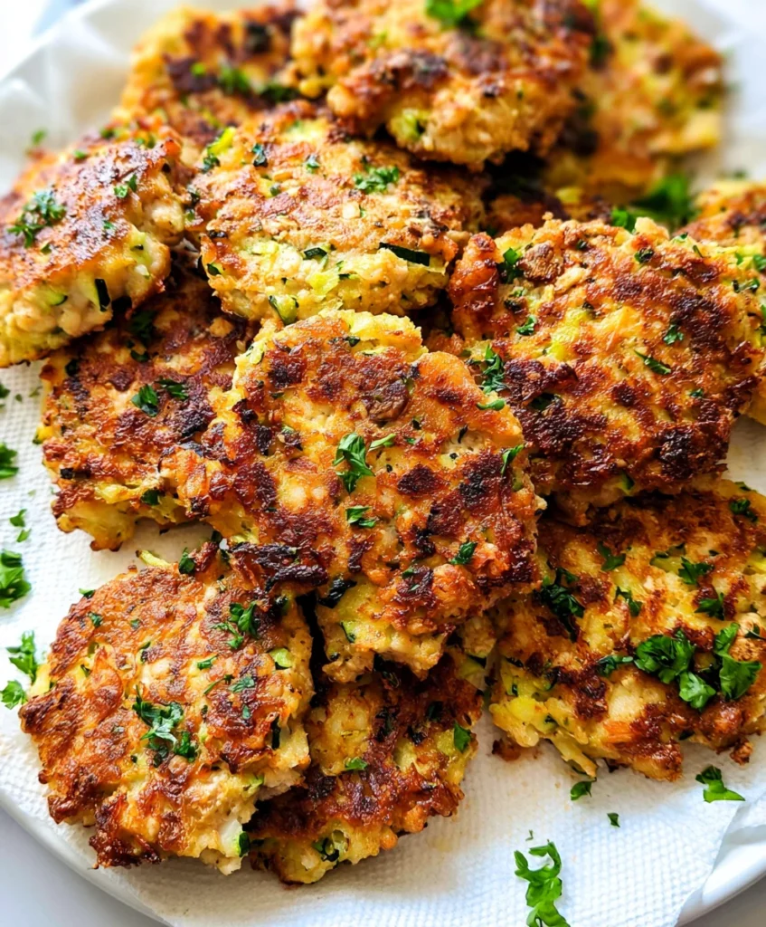 Cheesy Zucchini Chicken Fritters – Crispy, Juicy & Loaded with Cheesy Goodness!