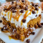 Pumpkin Caramel Poke Cake – Moist, Cozy & Drizzled with Gooey Caramel!