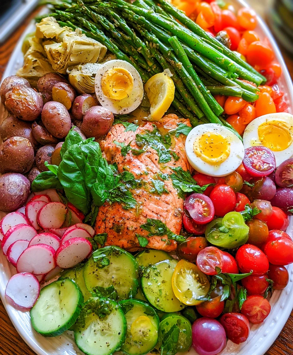 Salmon Niçoise Salad with Basil Vinaigrette – Fresh, Elegant & Full of Mediterranean Flavor!