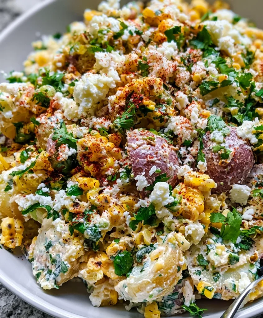Loaded Street Corn Potato Salad – Creamy, Zesty & Packed with Bold Flavor!