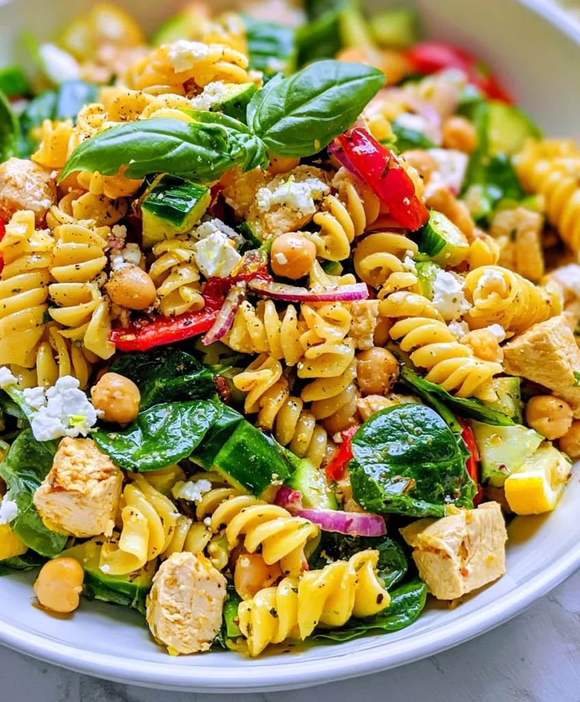 Mediterranean Lemon Chicken Pasta Salad – Fresh, Zesty & Bursting with Mediterranean Flavor!