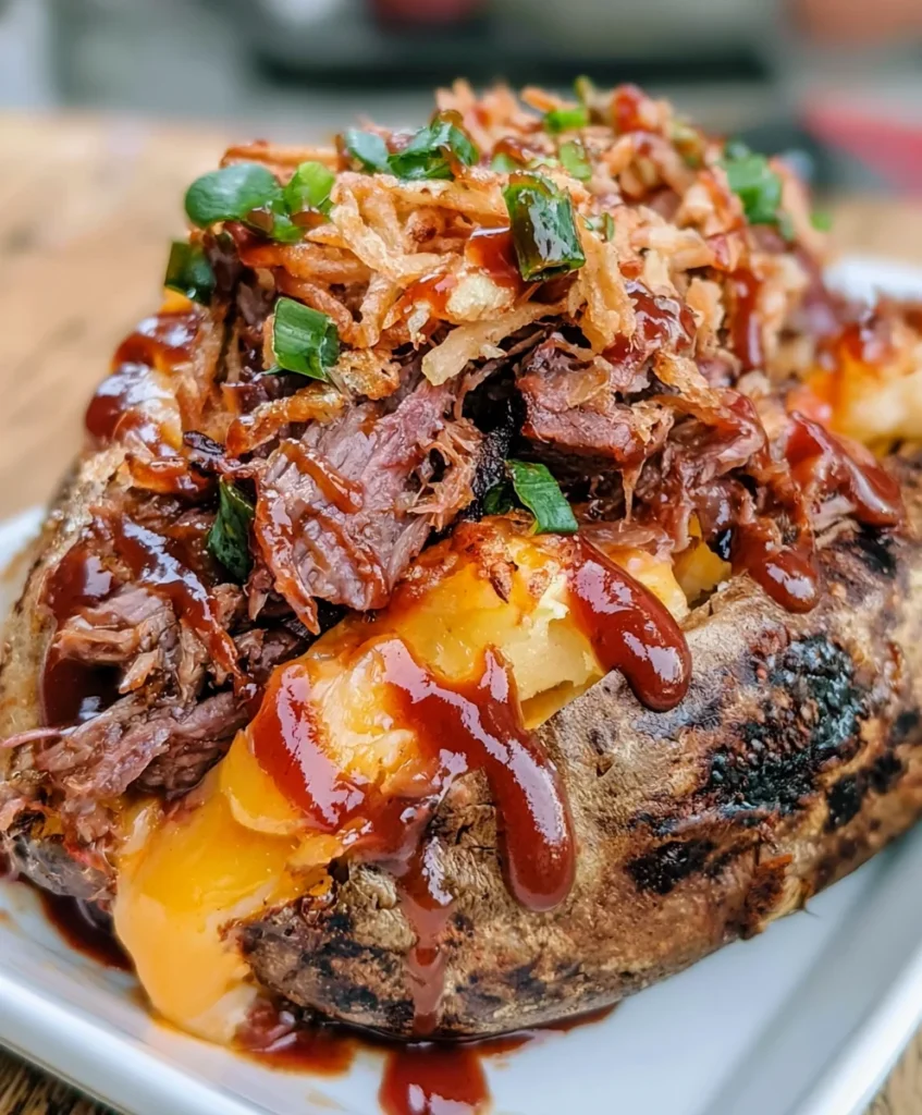 Brisket Baked Potato – Loaded, Cheesy & Packed with Smoky BBQ Flavor!