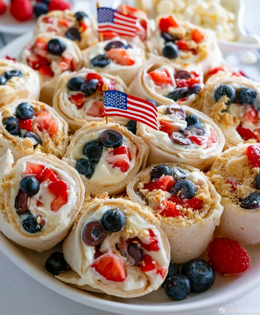 Patriotic Cream Cheese Pinwheels – Colorful, Creamy & Perfect for Every Celebration!