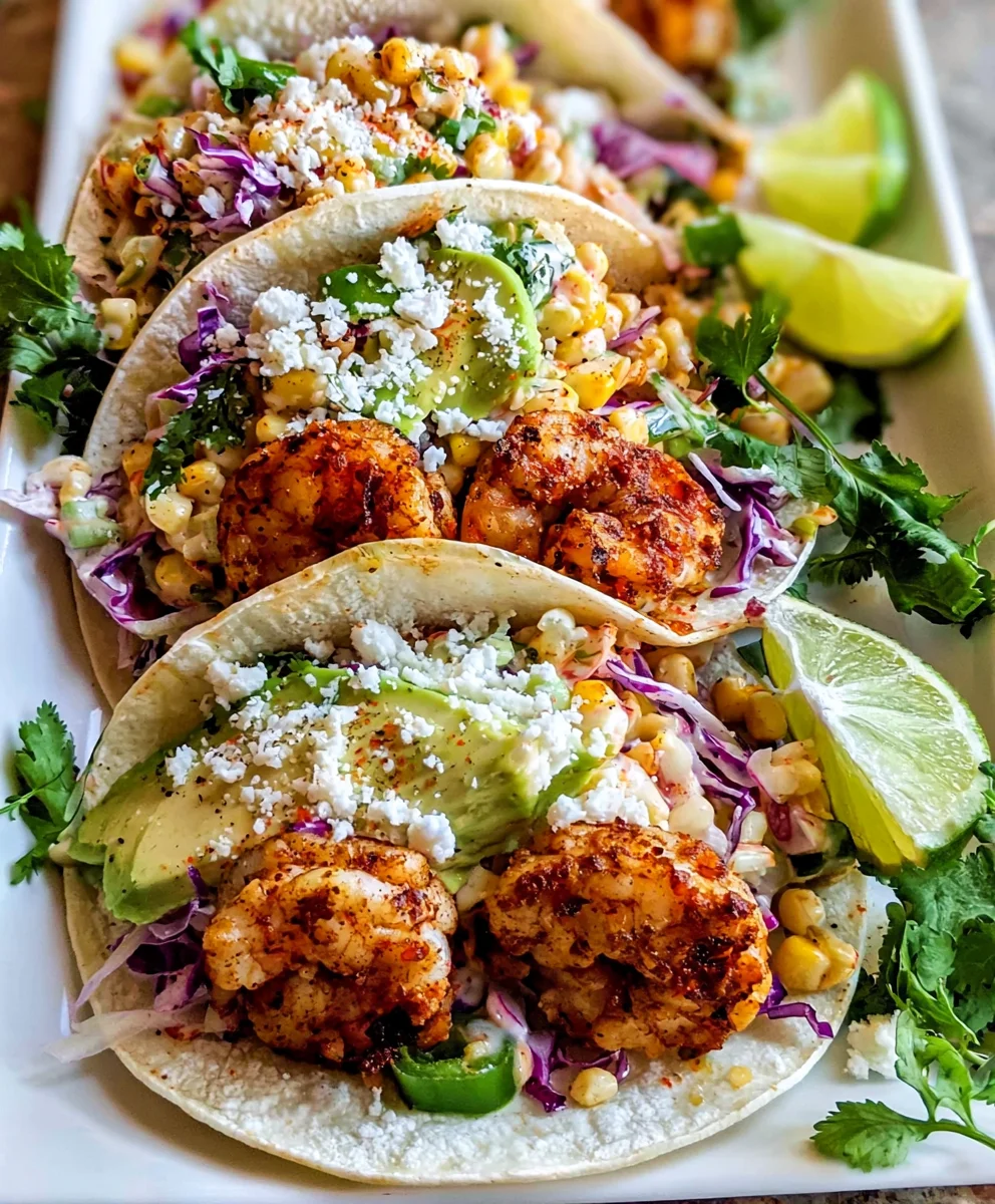 Shrimp Tacos with Mexican Street Corn Slaw – Fresh, Zesty & Bursting with Bold Flavor!