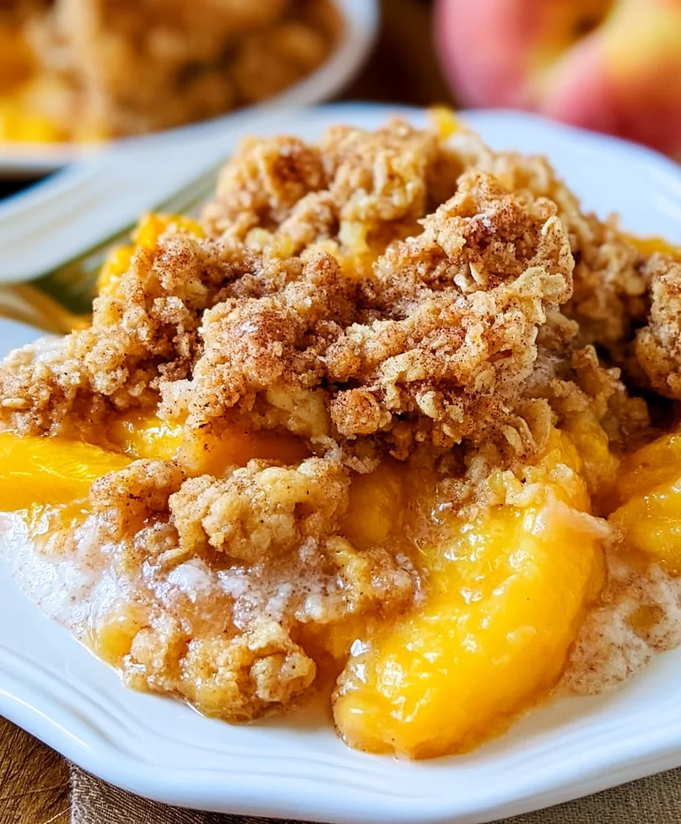Peach Crisp – Warm, Buttery & Bursting with Juicy Peach Flavor!