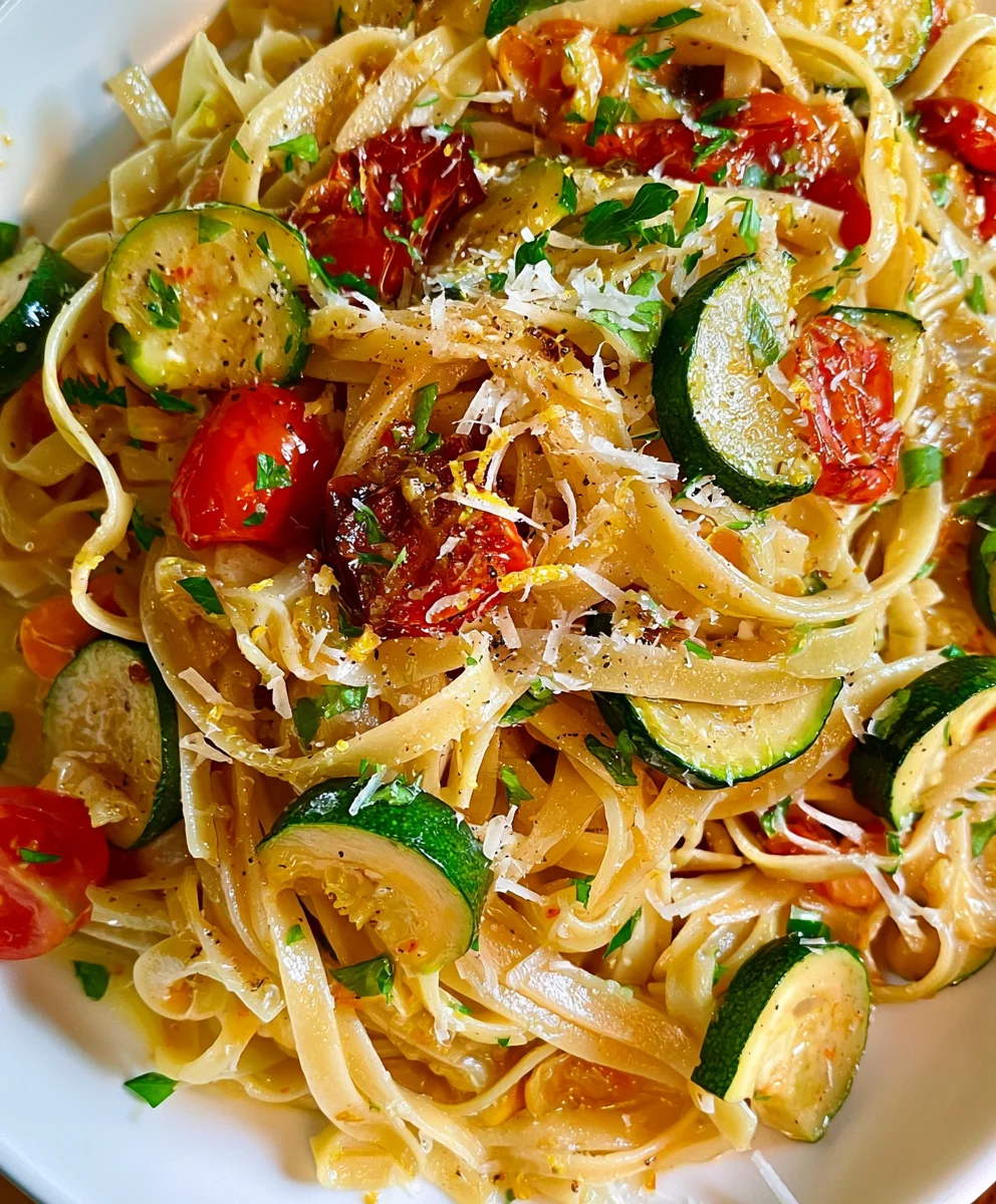 Summer Lemon Zucchini & Blistered Tomato Fettuccine – Fresh, Bright & Bursting with Garden Flavor!
