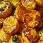 Parmesan crusted roasted potatoes with a crispy golden topping