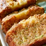 Loaf of freshly baked Pineapple Zucchini Bread with slices
