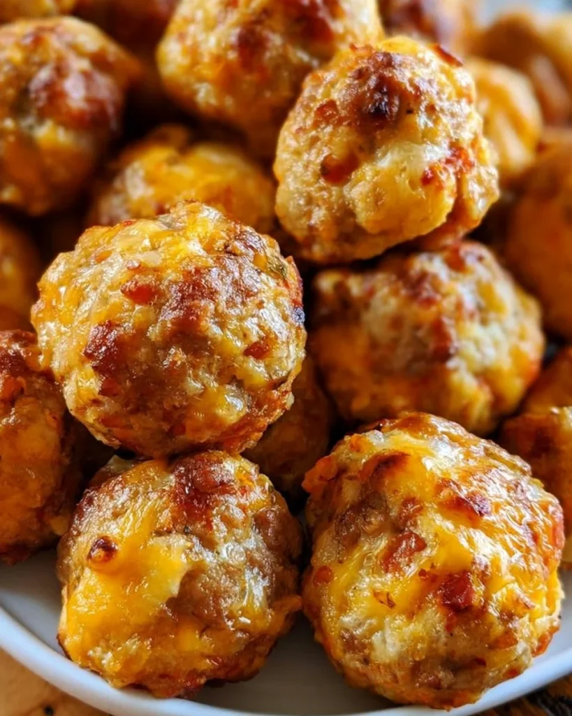 Rotel Cream Cheese Sausage Balls served on a platter, garnished with parsley.
