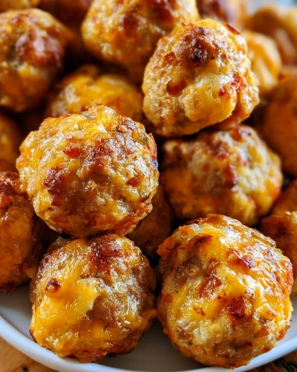 Rotel Cream Cheese Sausage Balls served on a platter, garnished with parsley.