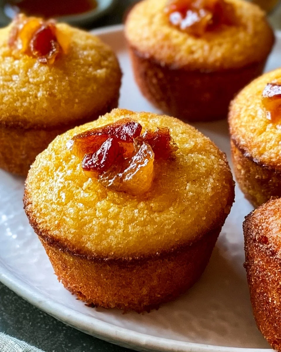 Freshly baked sweet and savory maple cornbread muffins on a wooden table.