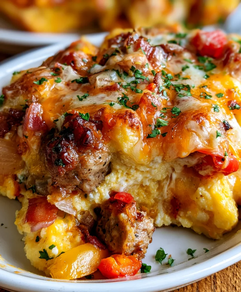 Loaded Grits Breakfast Casserole – Creamy, Cheesy & Packed with Southern Comfort!