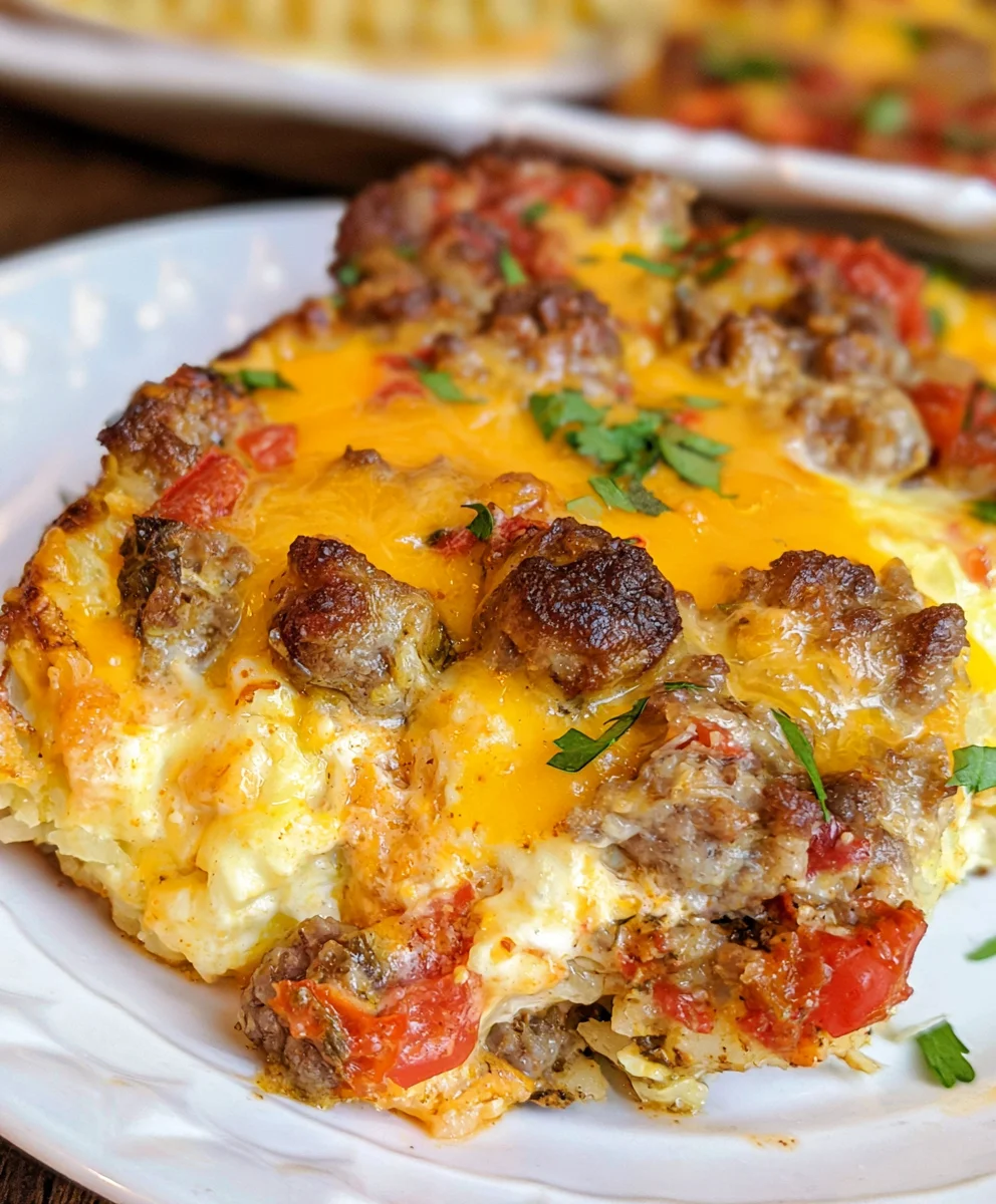 Rotel Sausage Cream Cheese Hash Brown Breakfast Casserole – Cheesy, Spicy & Loaded with Morning