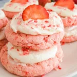 Strawberry Cake Mix Cookies with Vanilla Cream Cheese Frosting – Soft, Sweet & Bursting