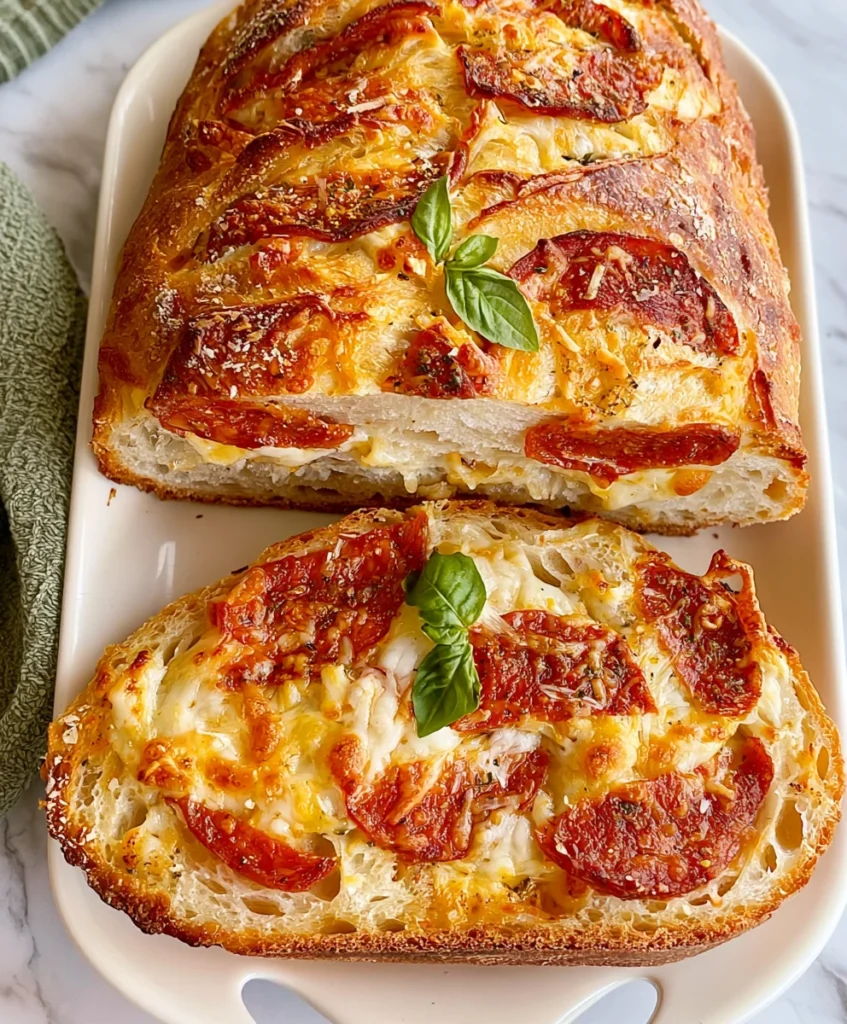 Sourdough Pizza Bread – Cheesy, Crispy & Loaded with Pizza Flavor!