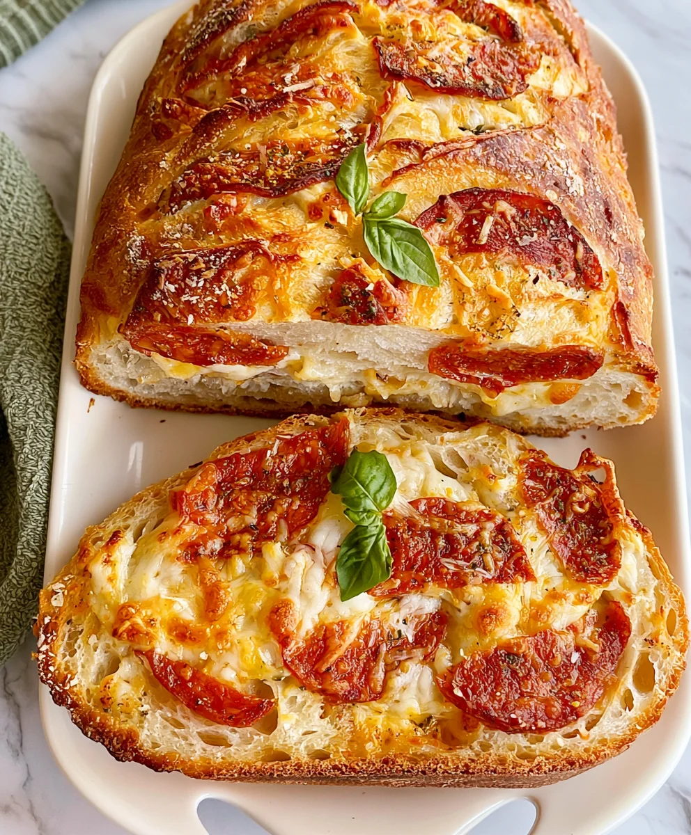 Sourdough Pizza Bread – Cheesy, Crispy & Loaded with Pizza Flavor!