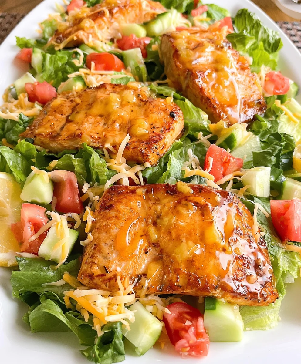 Honey Lemon-Glazed Salmon Salad – Fresh, Zesty & Bursting with Sweet and Savory Flavor!