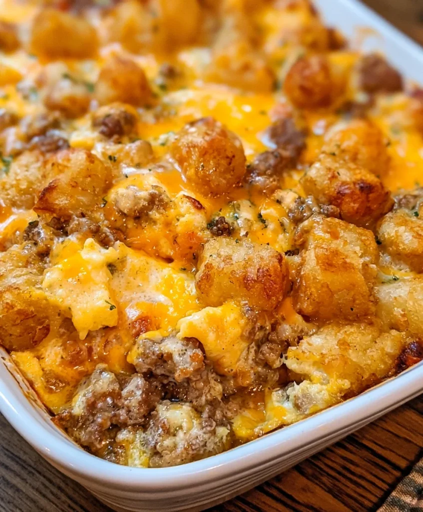 Sausage Cream Cheese Tater Tot Breakfast Casserole – Cheesy, Hearty & The Ultimate Breakfast Bake!