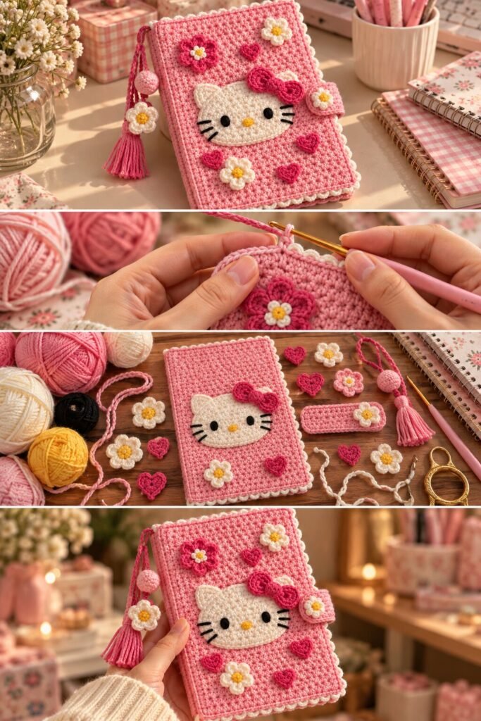 Hello Kitty Crochet Notebook Cover