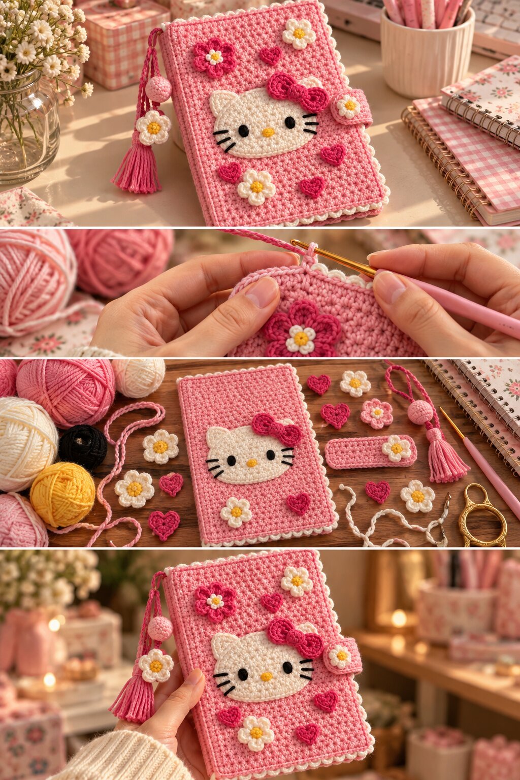 Hello Kitty Crochet Notebook Cover