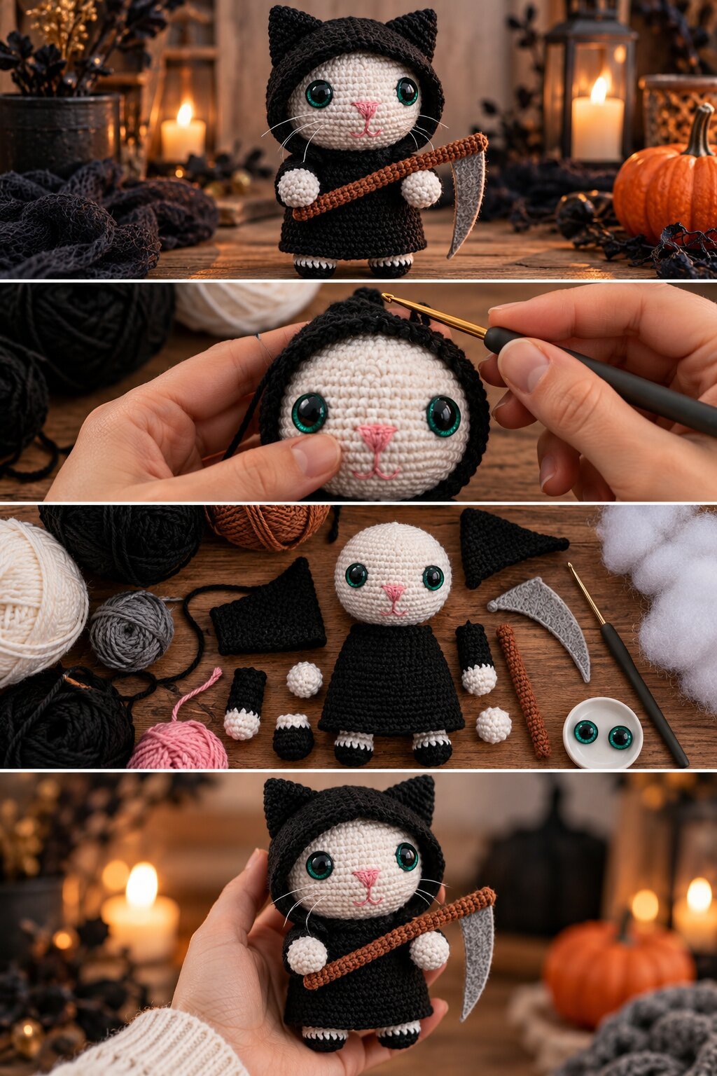 Grim Reaper Cat Amigurumi Pattern
