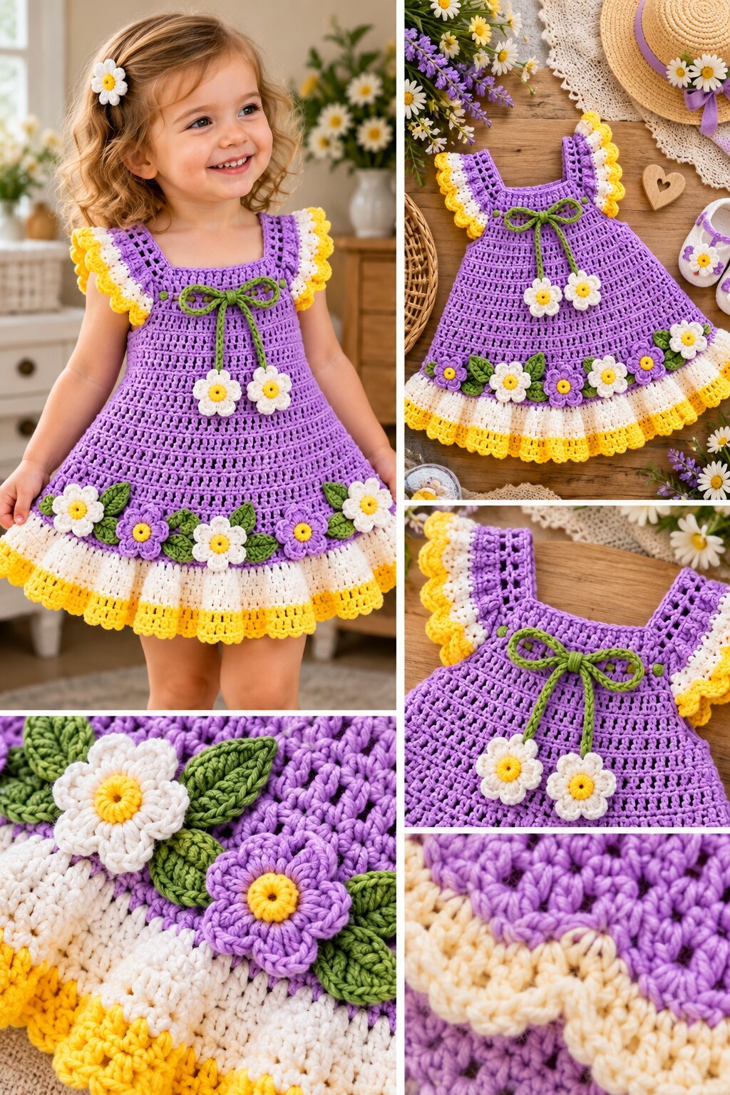 Free Crochet Baby Dress Pattern | Adorable Purple