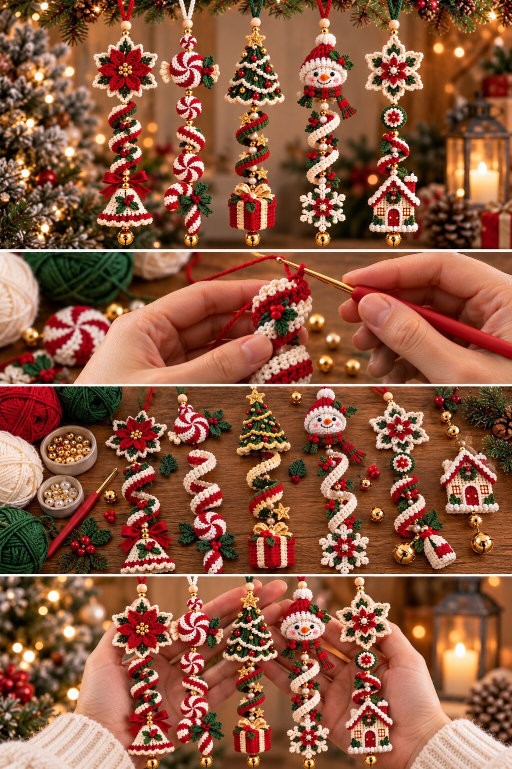 Crochet Christmas Hanging Decorations | Holiday Home Decor