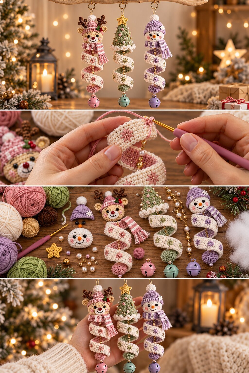 Crochet Snowman Spiral Spring Ornament