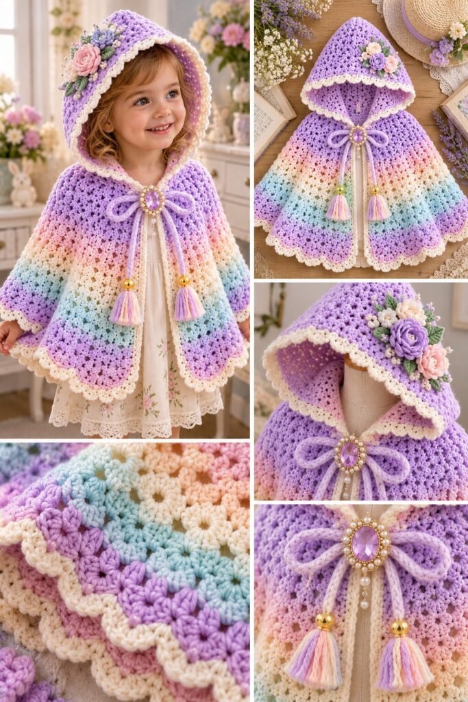 Pastel Dream Hooded Cape Crochet