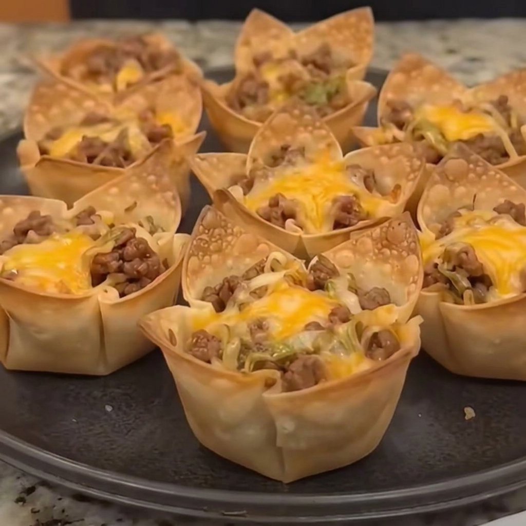 Cheeseburger Wonton Cups