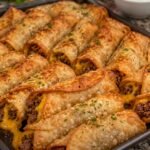 Crispy Golden Beef and Cheddar Taquito Rolls with Creamy Ranch Dip