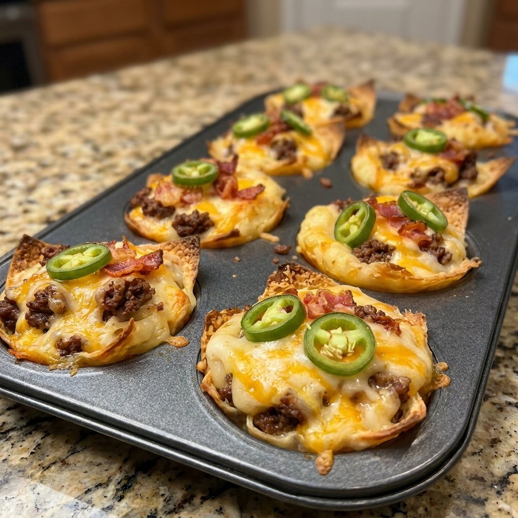 Crispy Loaded Garlic Parmesan Jalapeño Cheeseburger Cheddar Potato Crunch Cups
