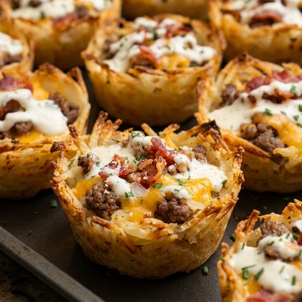Crispy Loaded Garlic Ranch Cheeseburger Cheddar Potato