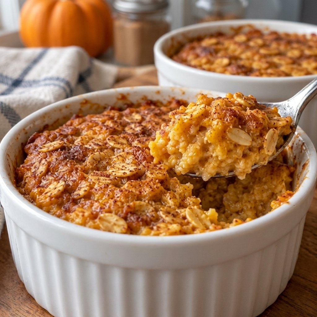 Pumpkin Cinnamon Oat Breakfast Pudding