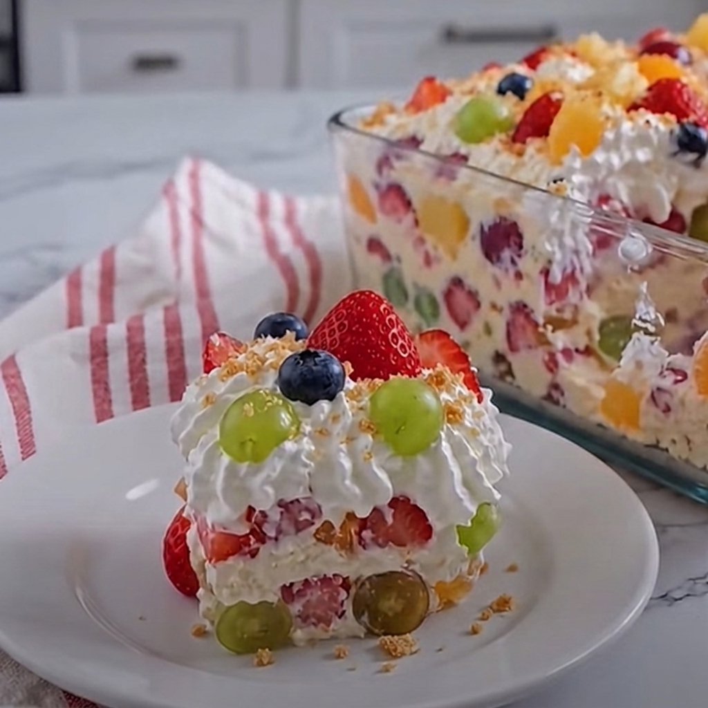 Rainbow Fruit Cheesecake Salad